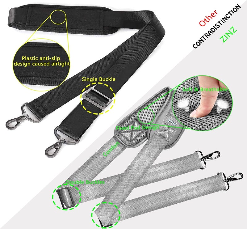 ZINZ Shoulder Strap 58" Ultra-Thick Fixed Padded and Adjustable Buckles Crossbody Strap for Briefcase Laptop Bag Luggage - Image 3